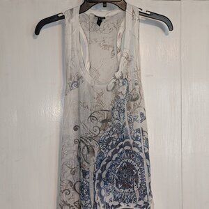 Vanity Sheer White/Blue TankTop